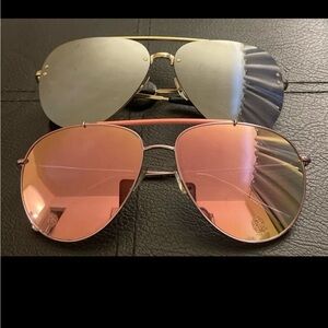 Stylish Pink and Silver Aviator Sunglasses
